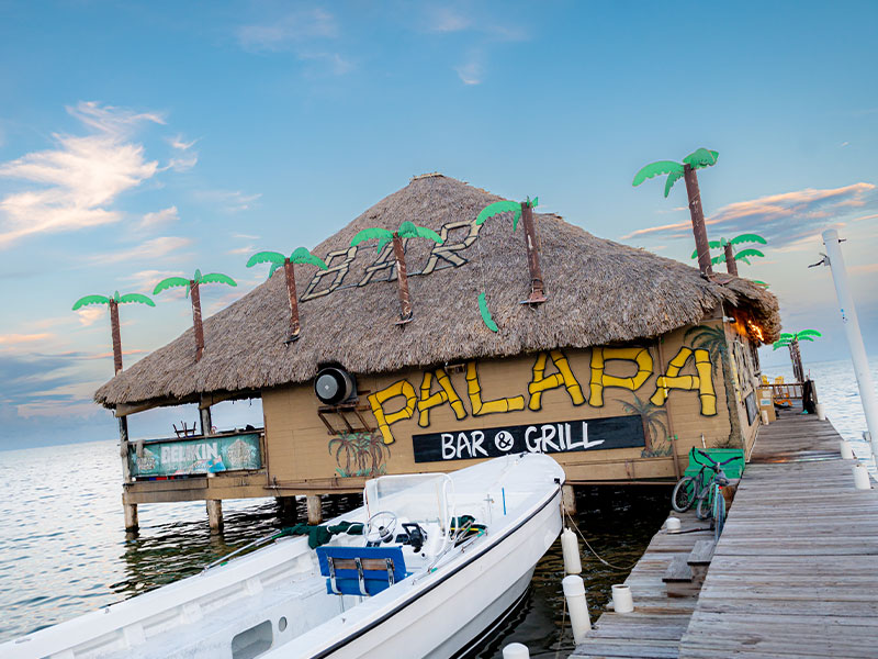 Palapa Bar and Grill is located on the beach and over the water