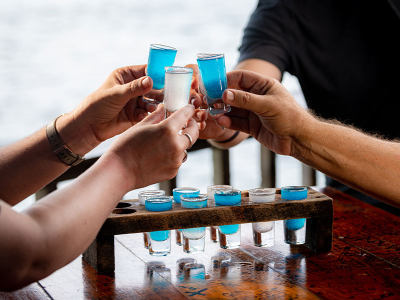 Shots for the table at Palapa Bar and Grill